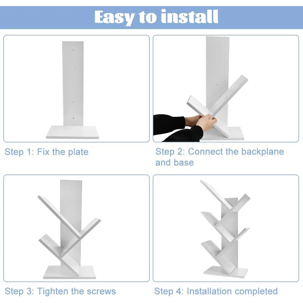 CARLA HOME 5-Tier Tree Bookshelf Storage Rack for Home