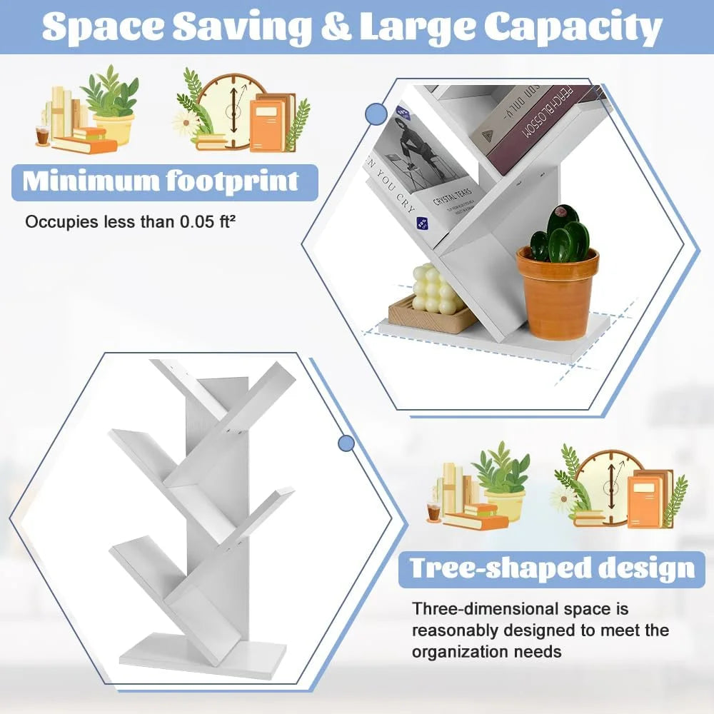 CARLA HOME 5-Tier Tree Bookshelf Storage Rack for Home