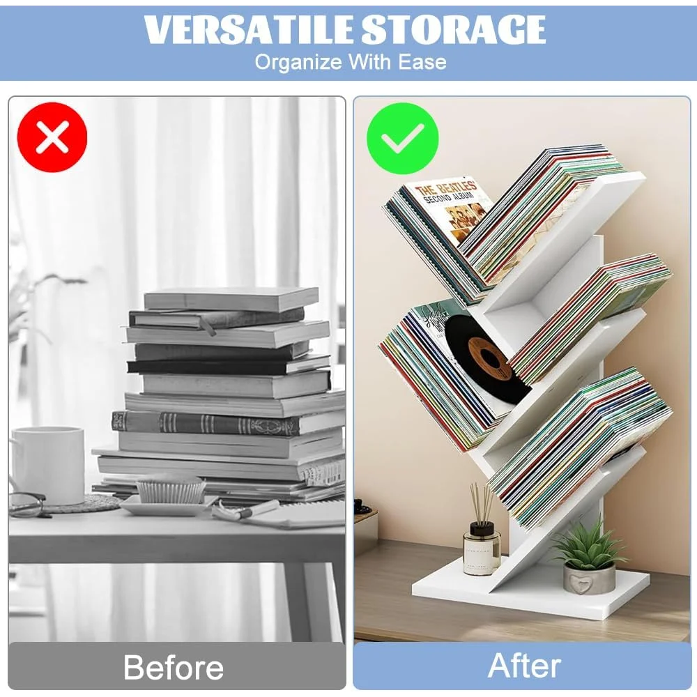 CARLA HOME 5-Tier Tree Bookshelf Storage Rack for Home