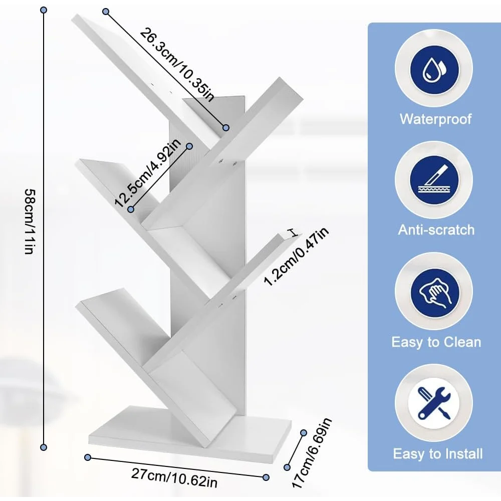 CARLA HOME 5-Tier Tree Bookshelf Storage Rack for Home
