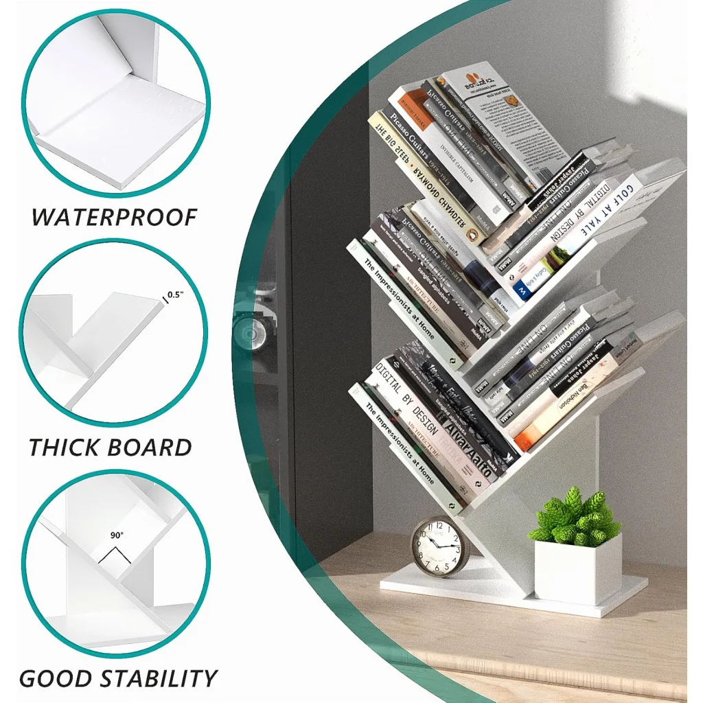 CARLA HOME 5-Tier Tree Bookshelf Storage Rack for Home