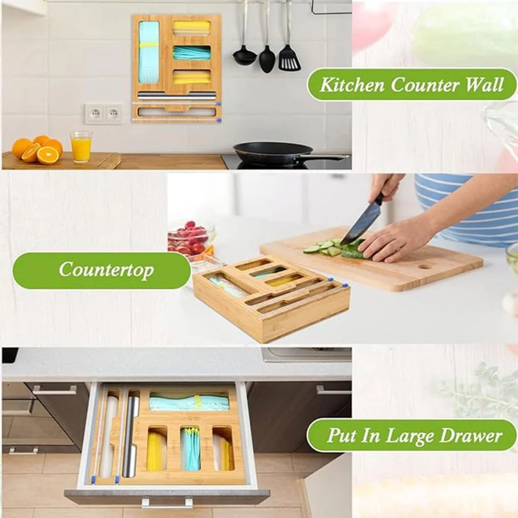 CARLA HOME 6-in-1 Bamboo Kitchen Drawer Organizer