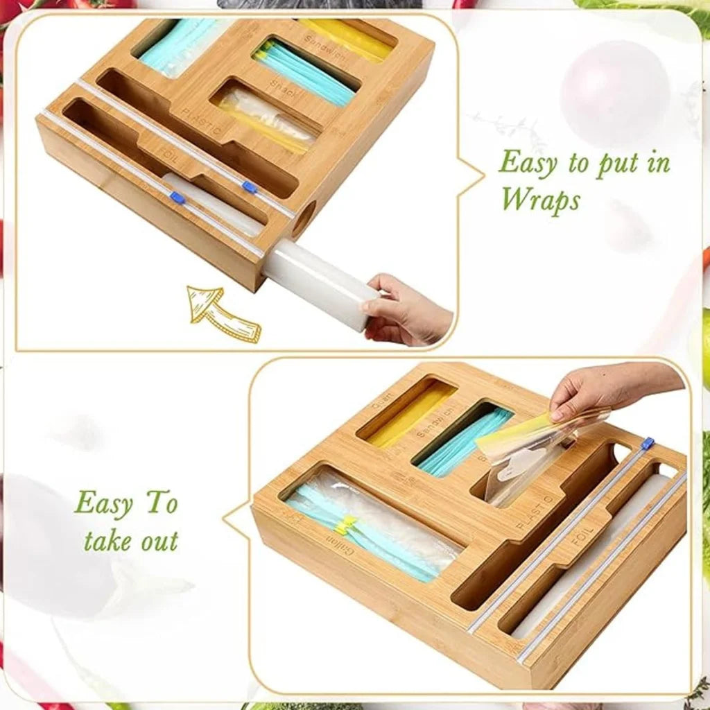 CARLA HOME 6-in-1 Bamboo Kitchen Drawer Organizer