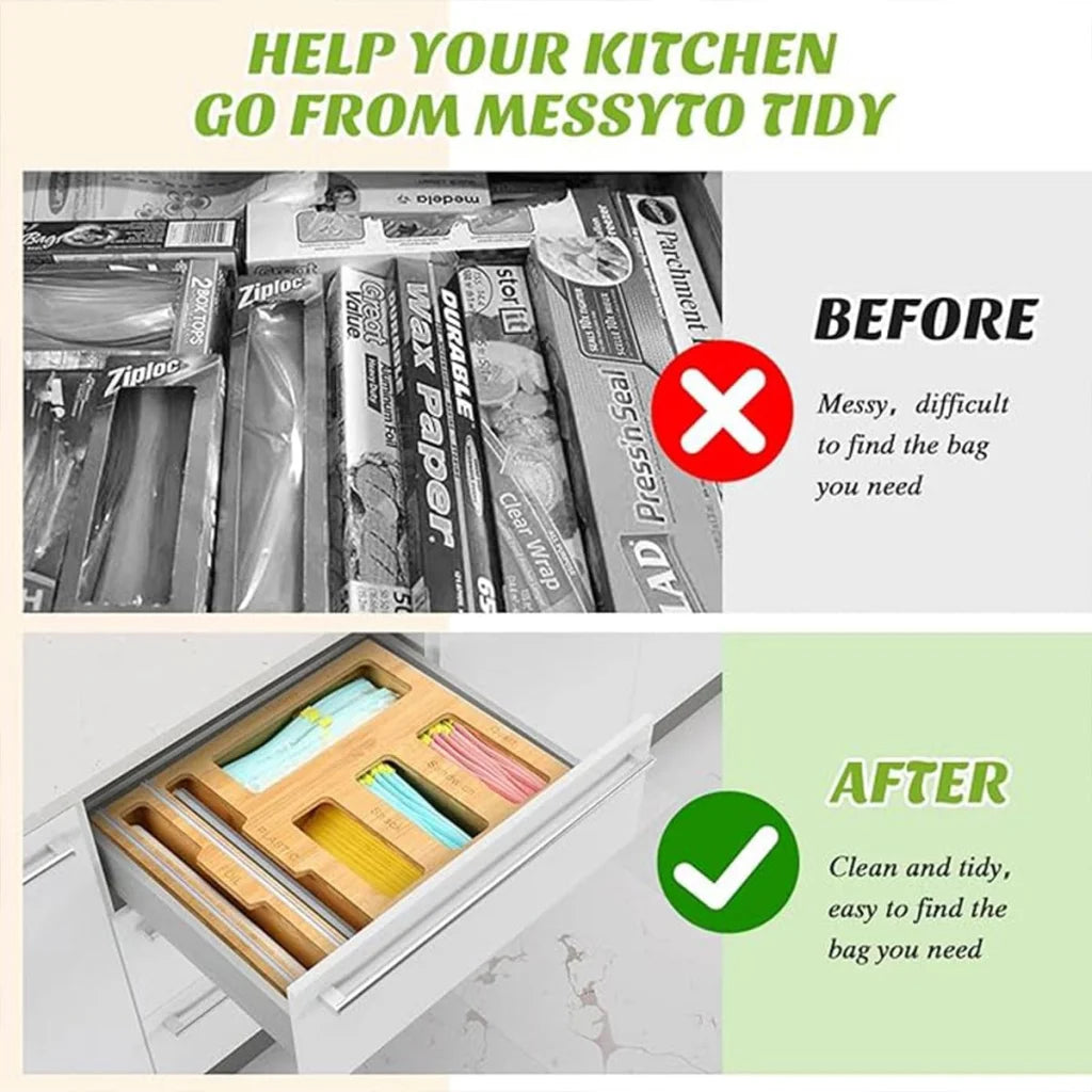 CARLA HOME 6-in-1 Bamboo Kitchen Drawer Organizer