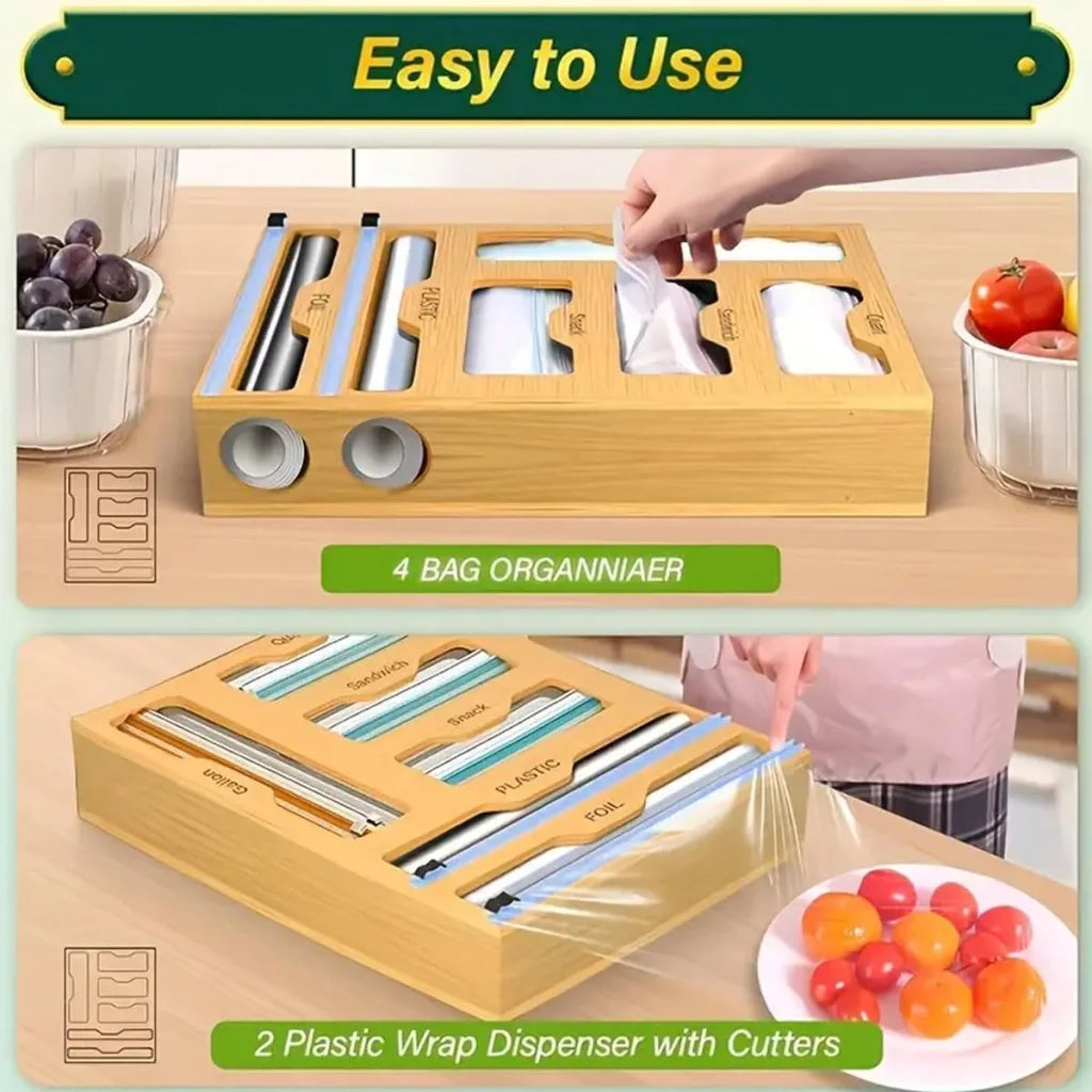 CARLA HOME 6-in-1 Bamboo Kitchen Drawer Organizer