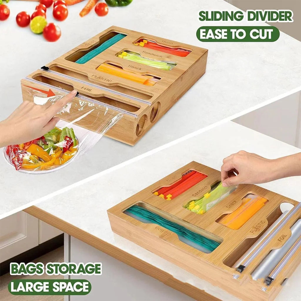 CARLA HOME 6-in-1 Bamboo Kitchen Drawer Organizer