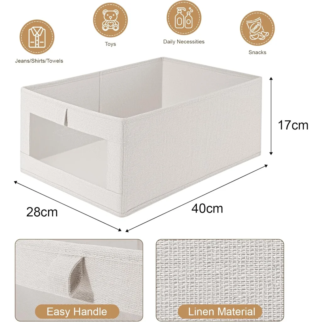 CARLA HOME 6 Pack Closet Storage Bins with Clear Window