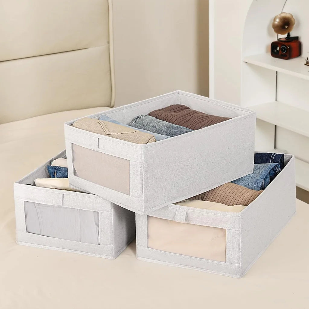 CARLA HOME 6 Pack Closet Storage Bins with Clear Window