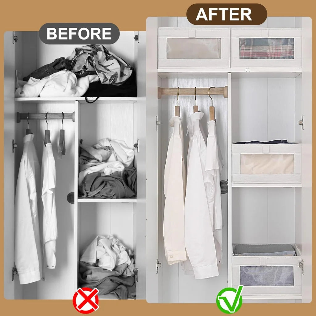 CARLA HOME 6 Pack Closet Storage Bins with Clear Window