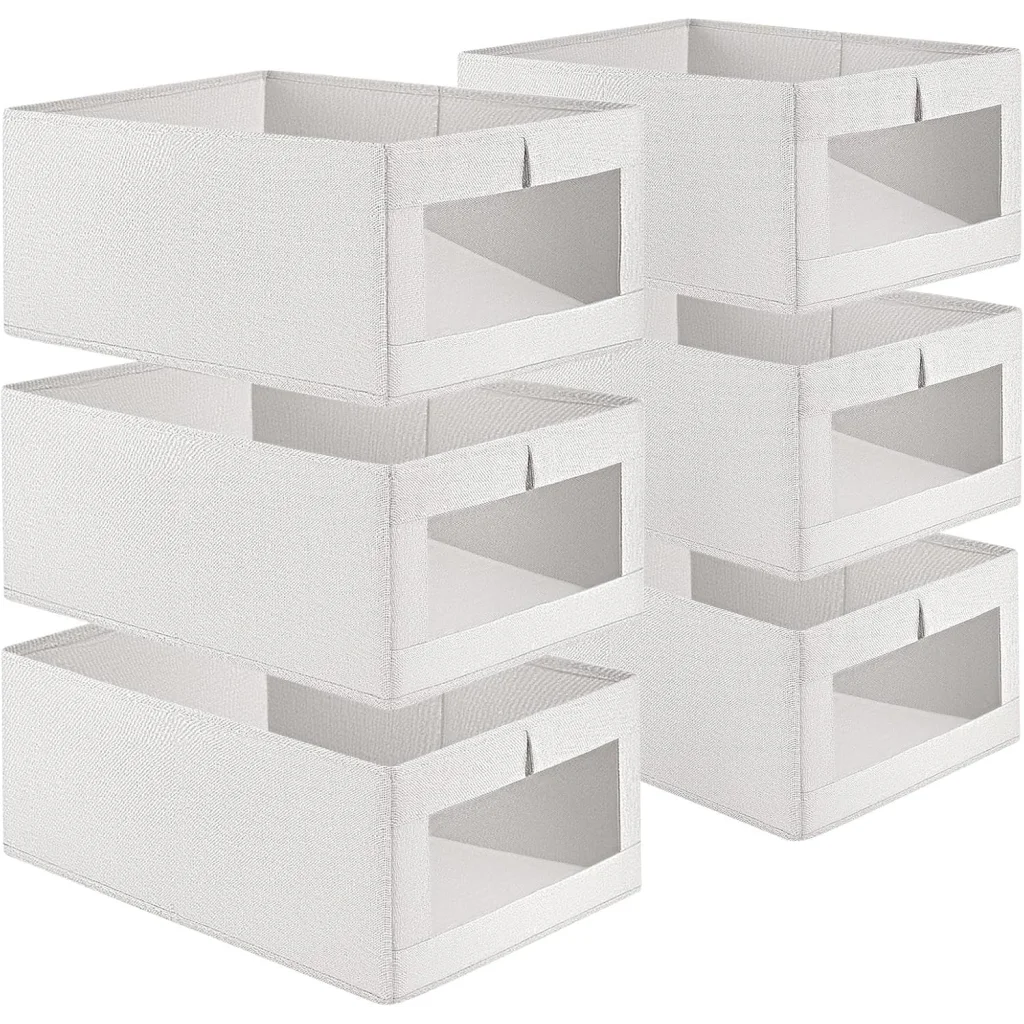CARLA HOME 6 Pack Closet Storage Bins with Clear Window