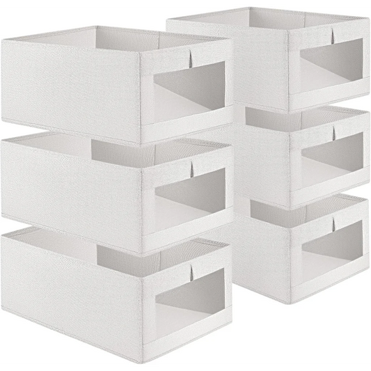 CARLA HOME 6 Pack Closet Storage Bins with Clear Window