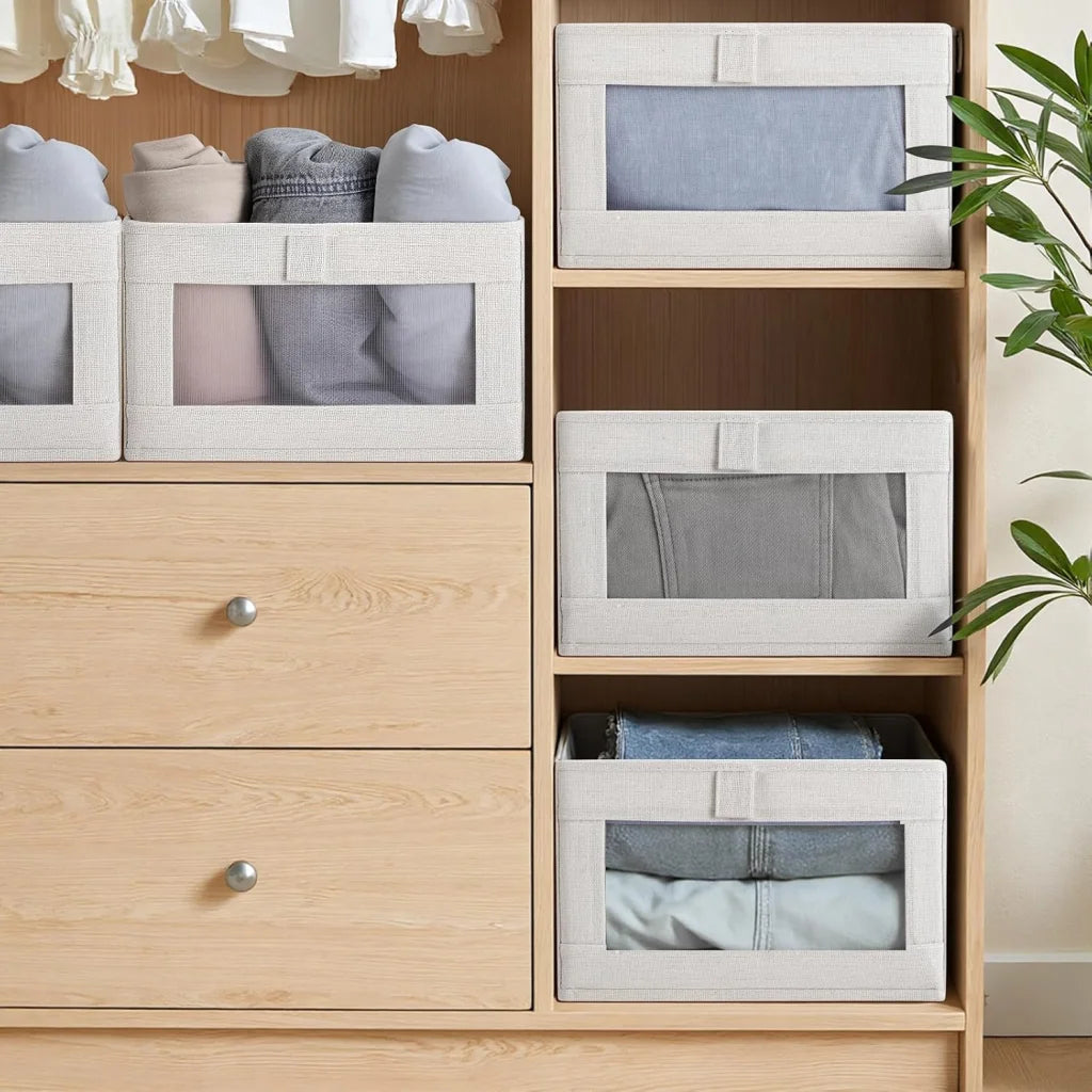 CARLA HOME 6 Pack Closet Storage Bins with Clear Window