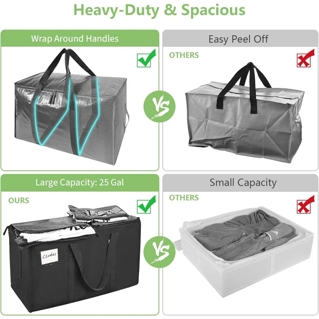 CARLA HOME 6-Pack Large Moving Storage Bags with Zippers &