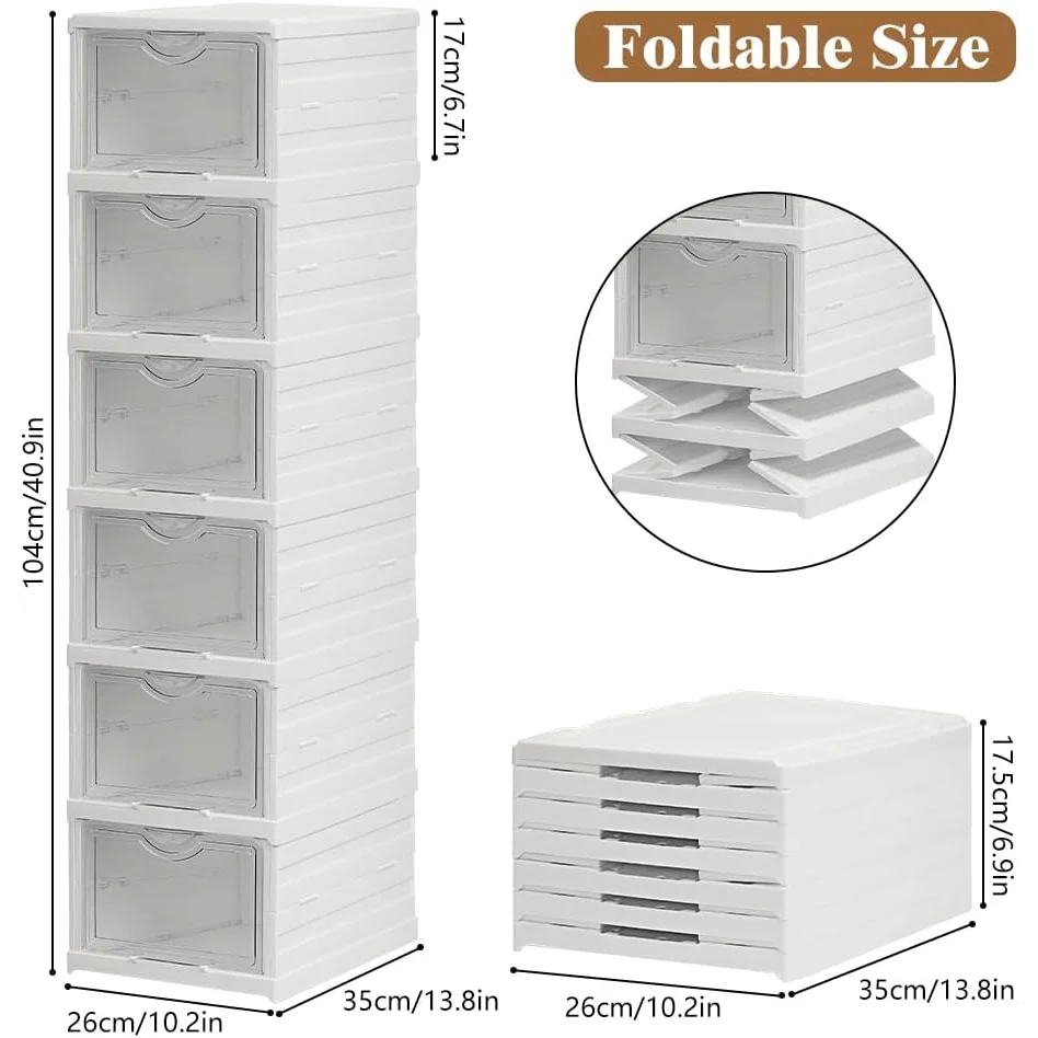 CARLA HOME 6-Tier Stackable Shoe Storage Box Organizer