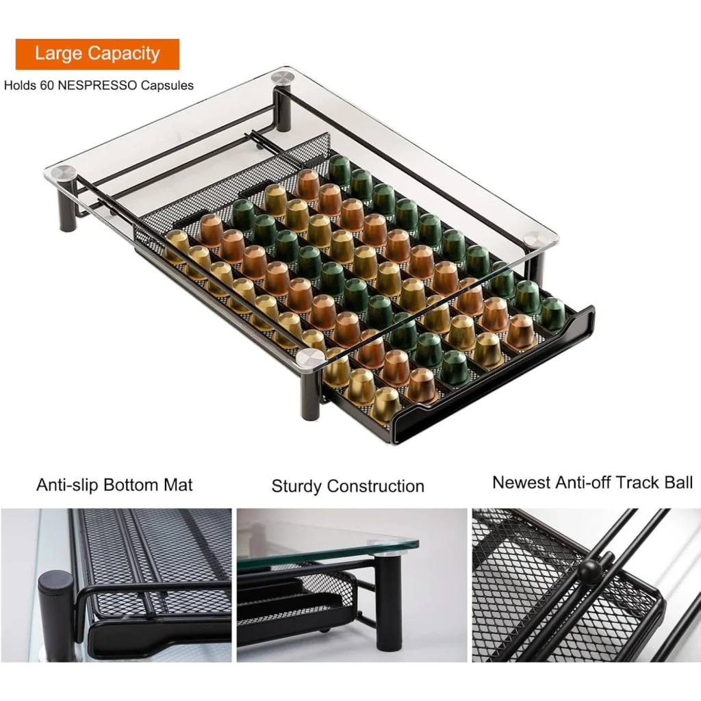 Glass carla coffee pod with clean finish and fitted components