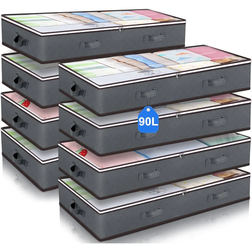 CARLA HOME 8 Pack Underbed Storage Bins with 90L Large
