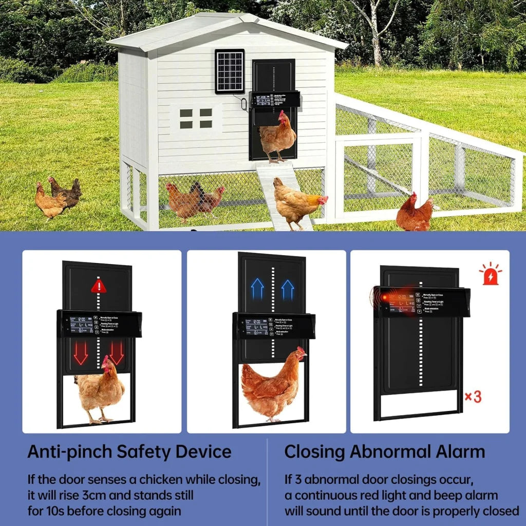 CARLA HOME Automatic Chicken Coop Door Solar Powered with 4