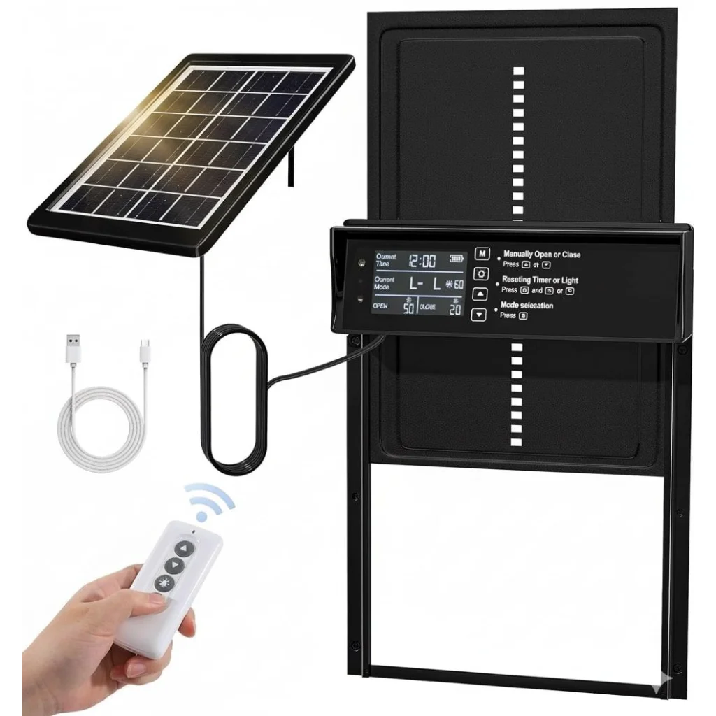 CARLA HOME Automatic Chicken Coop Door Solar Powered with 4