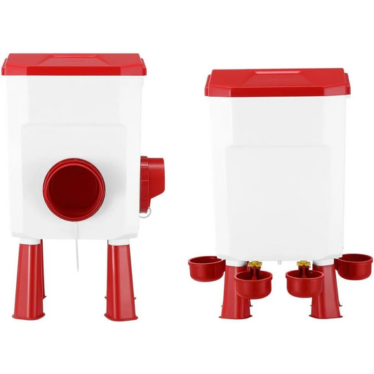 Red 8kg 7l chicken coop with automatic feeder waterer food