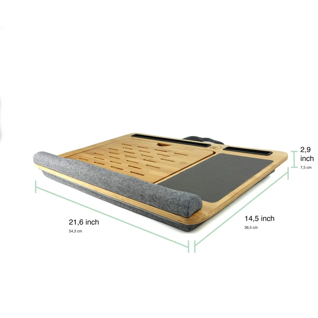CARLA HOME Bamboo Laptop Lap Desk with Cushion and Angle