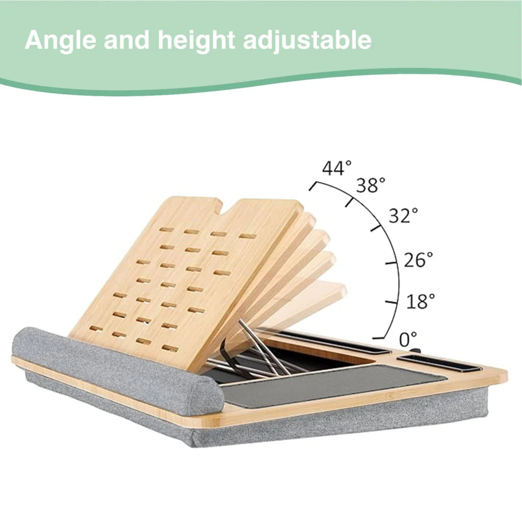 CARLA HOME Bamboo Laptop Lap Desk with Cushion and Angle