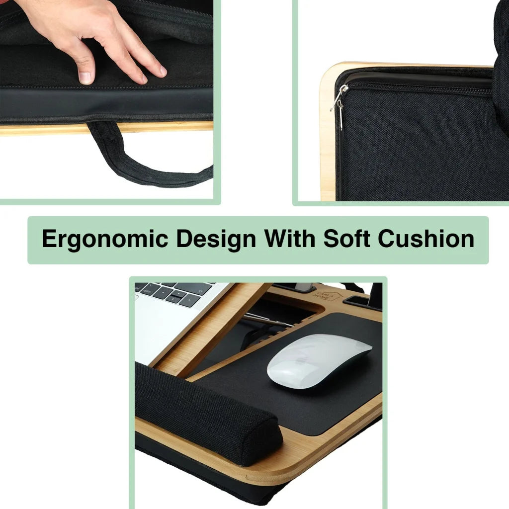 CARLA HOME Bamboo Laptop Lap Desk with Cushion Angle