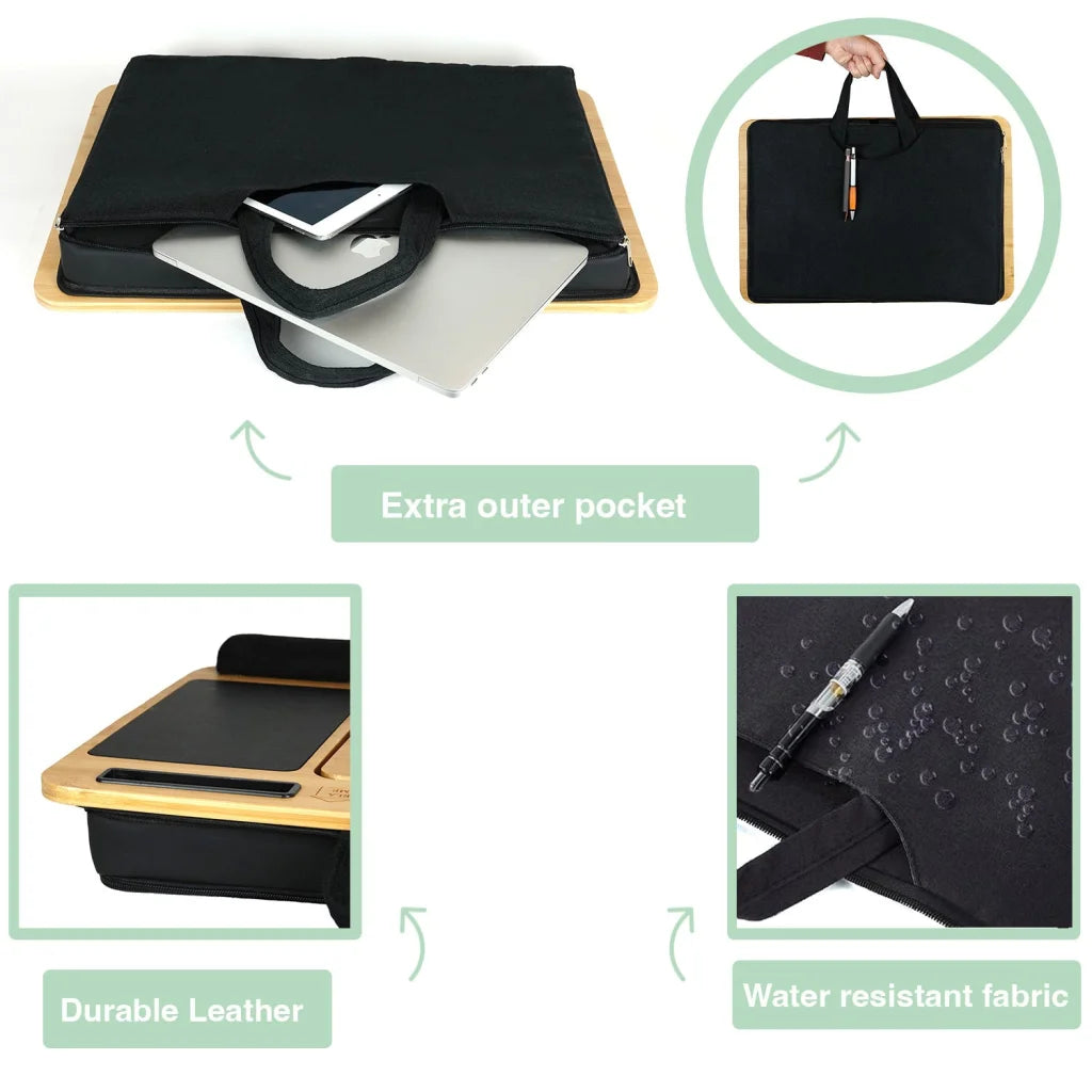 Carla Laptop Lap Desk Cushion Angle Adjustable Sleeve Bamboo