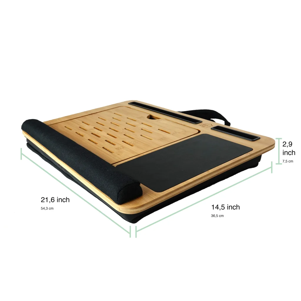 CARLA HOME Bamboo Laptop Lap Desk with Cushion Angle