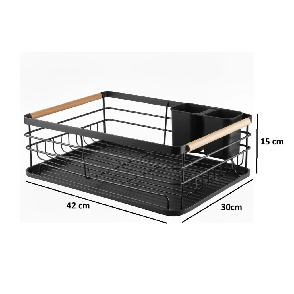 CARLA HOME Dish Drying Rack with Wooden Handles Removable