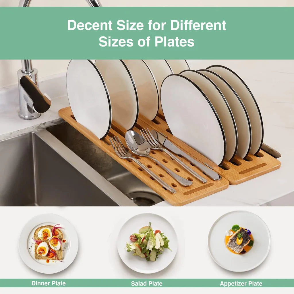 CARLA HOME Foldable Bamboo Dish Drying Rack - Kitchen