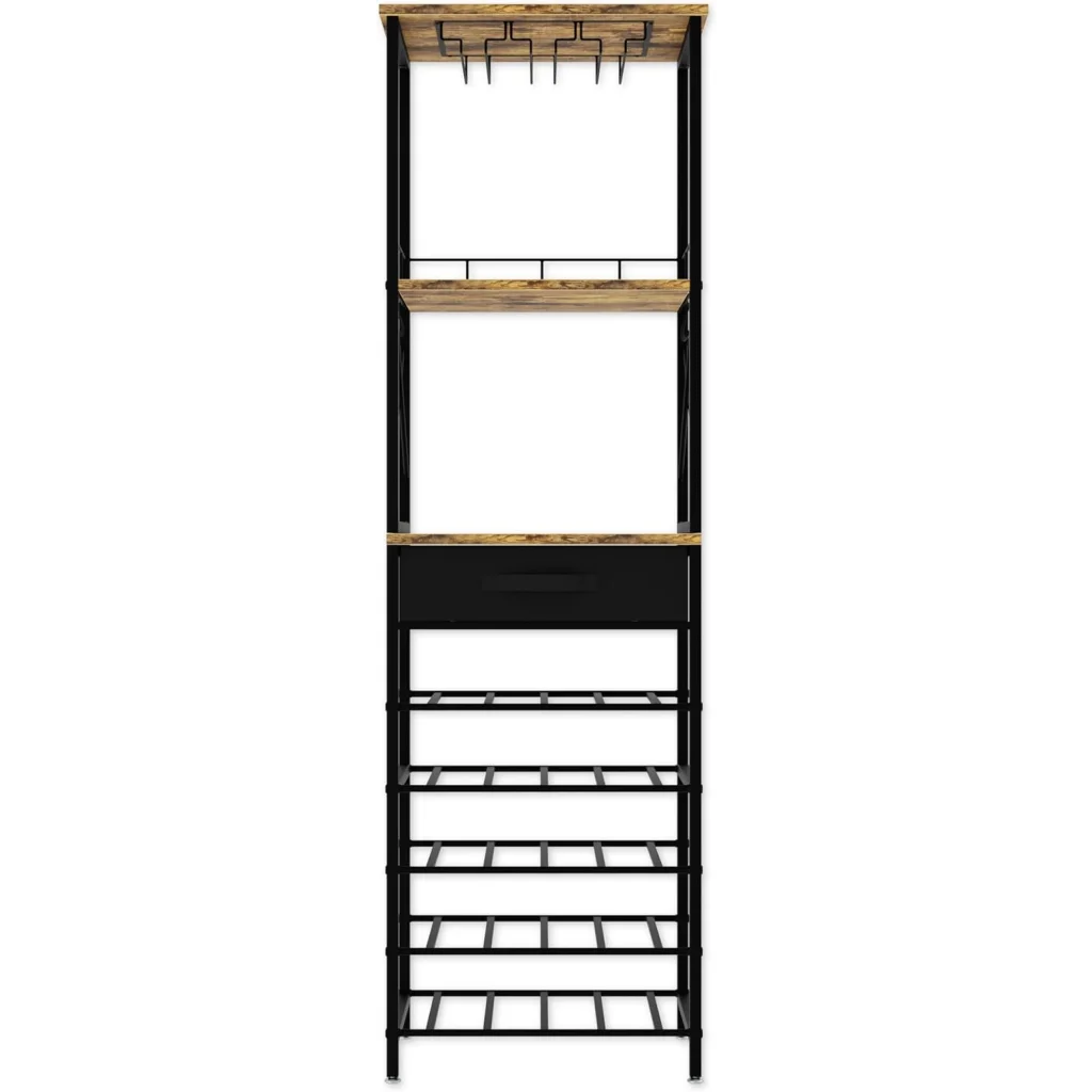 Wood carla freestanding wine with open shelves and sturdy supports