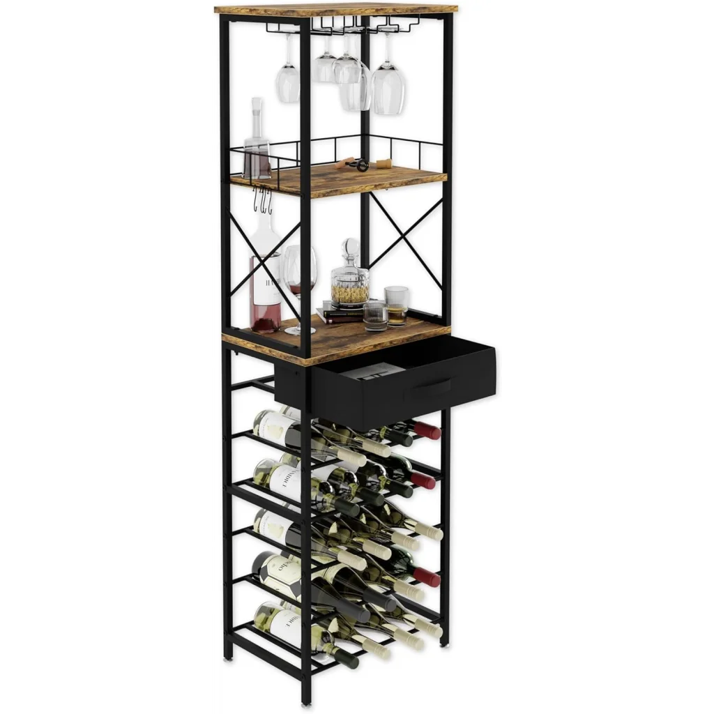 Wood carla freestanding wine with adjustable supports and fitted brackets