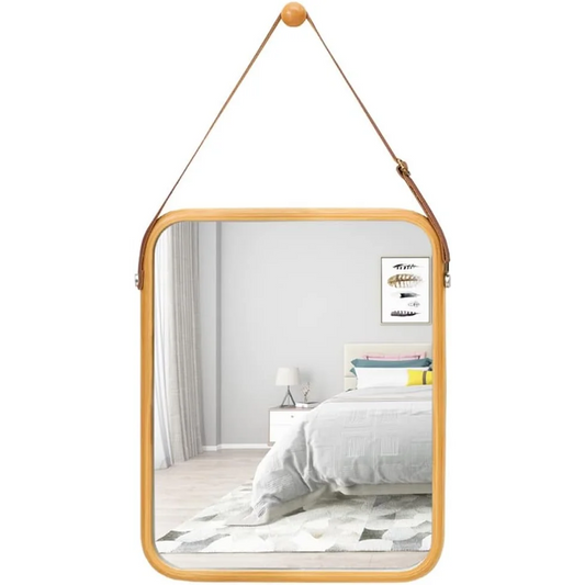 CARLA HOME Hanging Wall Mirror with Bamboo Frame