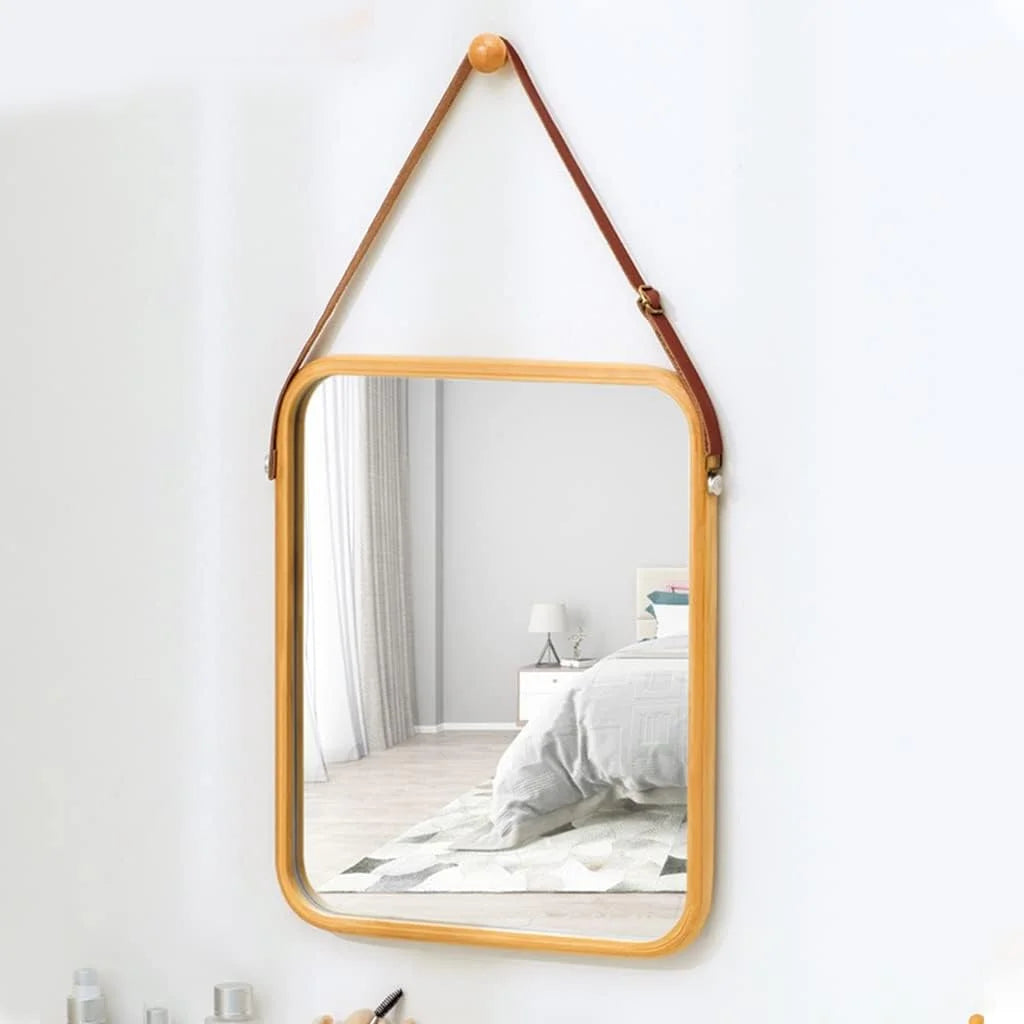 CARLA HOME Hanging Wall Mirror with Bamboo Frame