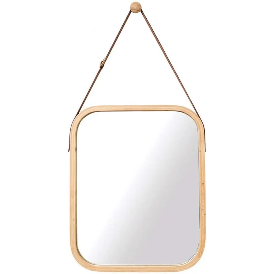CARLA HOME Hanging Wall Mirror with Bamboo Frame