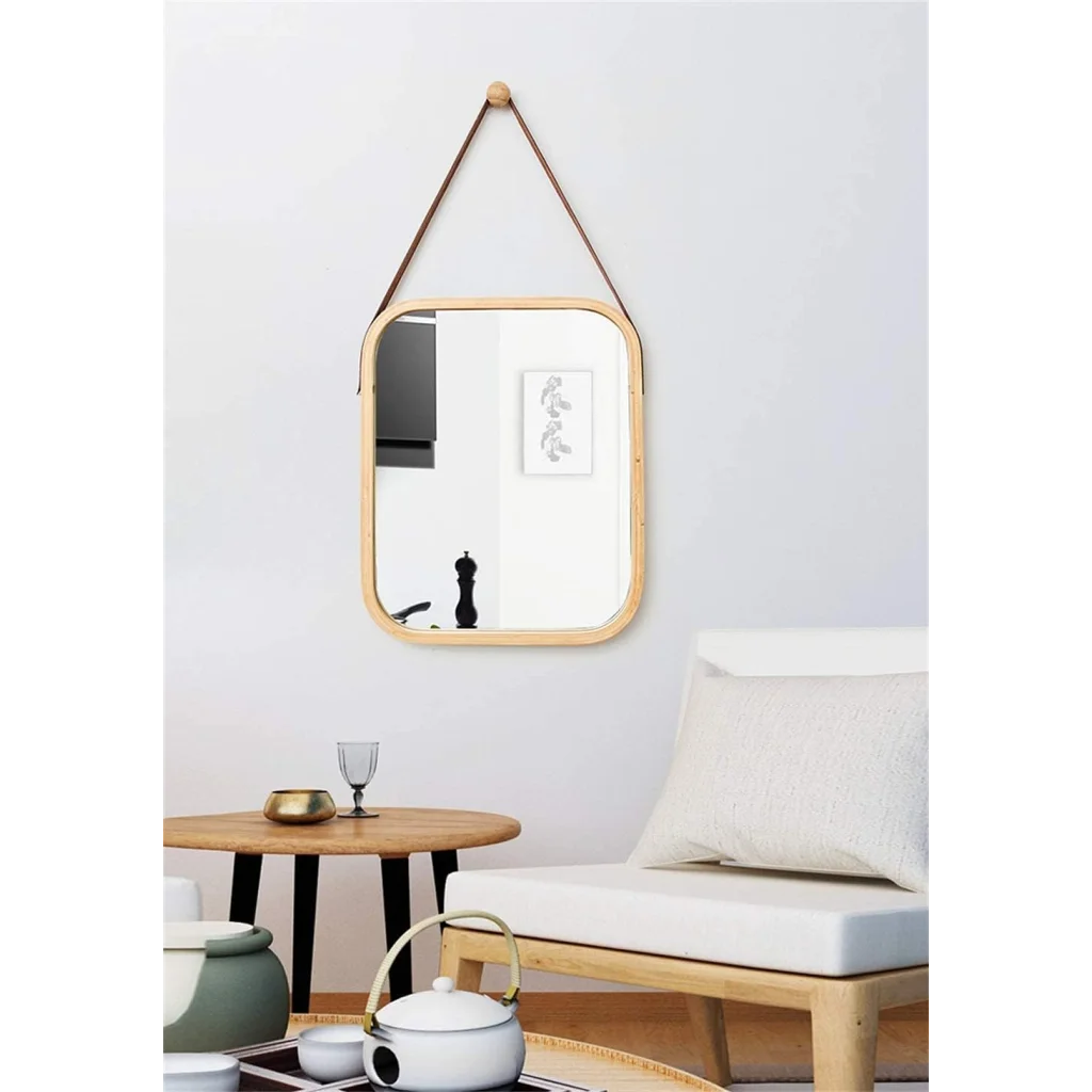 CARLA HOME Hanging Wall Mirror with Bamboo Frame