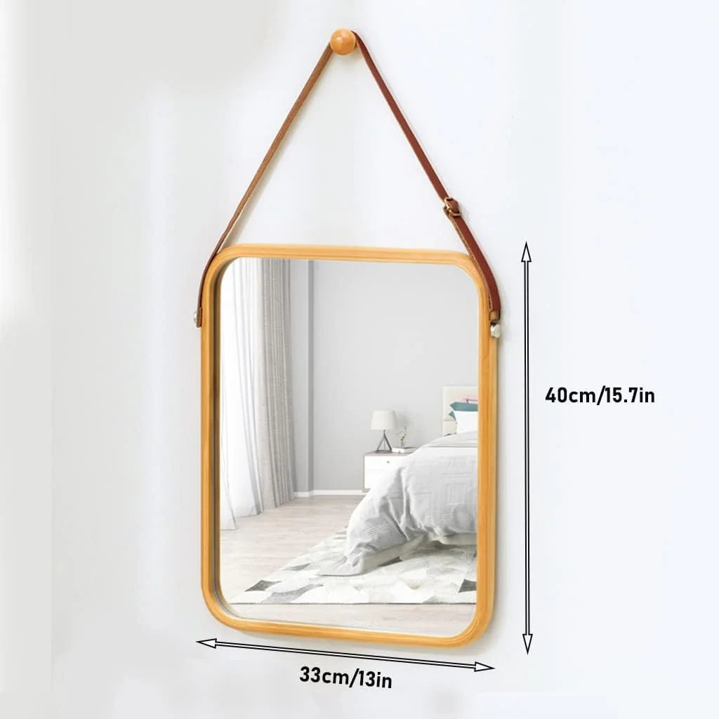 CARLA HOME Hanging Wall Mirror with Bamboo Frame