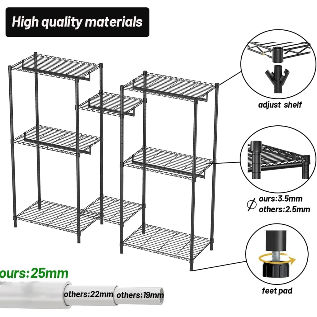 CARLA HOME Heavy Duty Clothing Garment Rack Organizer