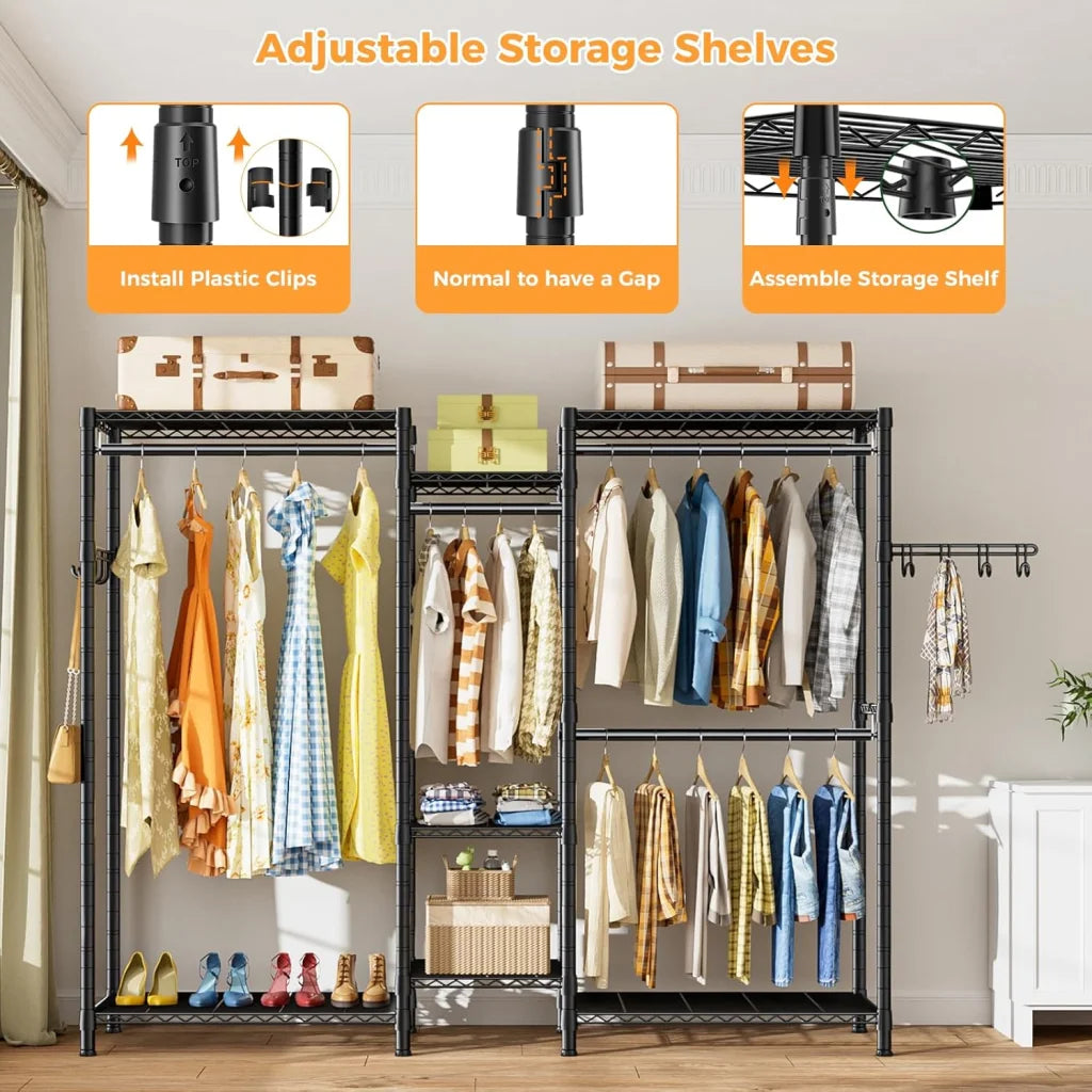 CARLA HOME Heavy Duty Clothing Garment Rack Organizer