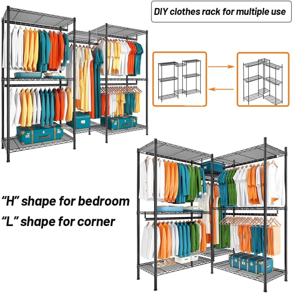 CARLA HOME Heavy Duty Clothing Garment Rack Organizer