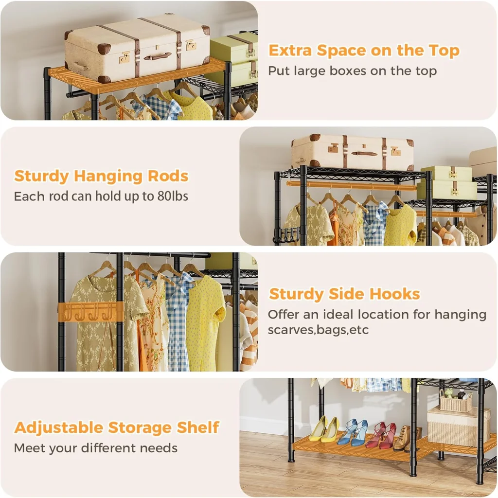 CARLA HOME Heavy Duty Clothing Garment Rack Organizer