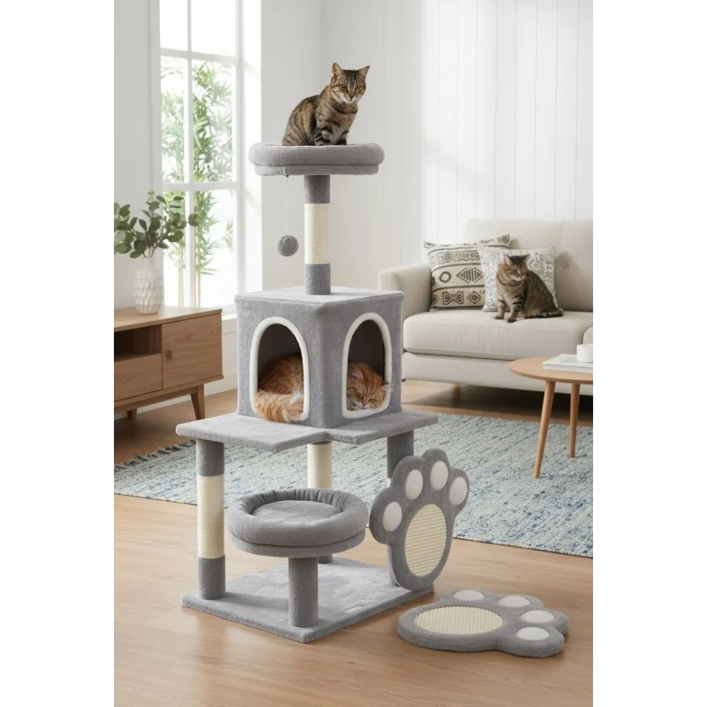CARLA HOME Large Cat Tree Tower for Indoor Cats with Plush