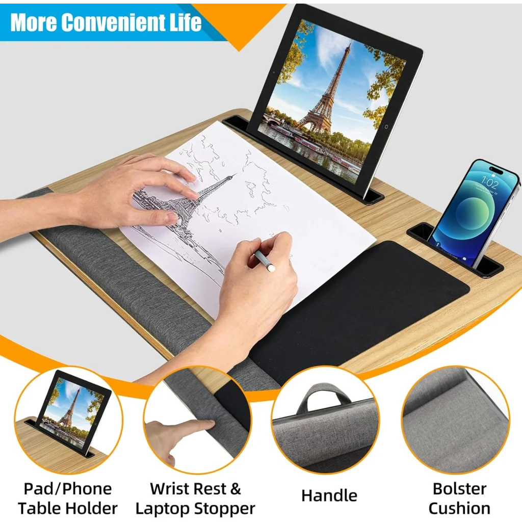 CARLA HOME Oversized Portable Lap Desk with Cushion,Mouse