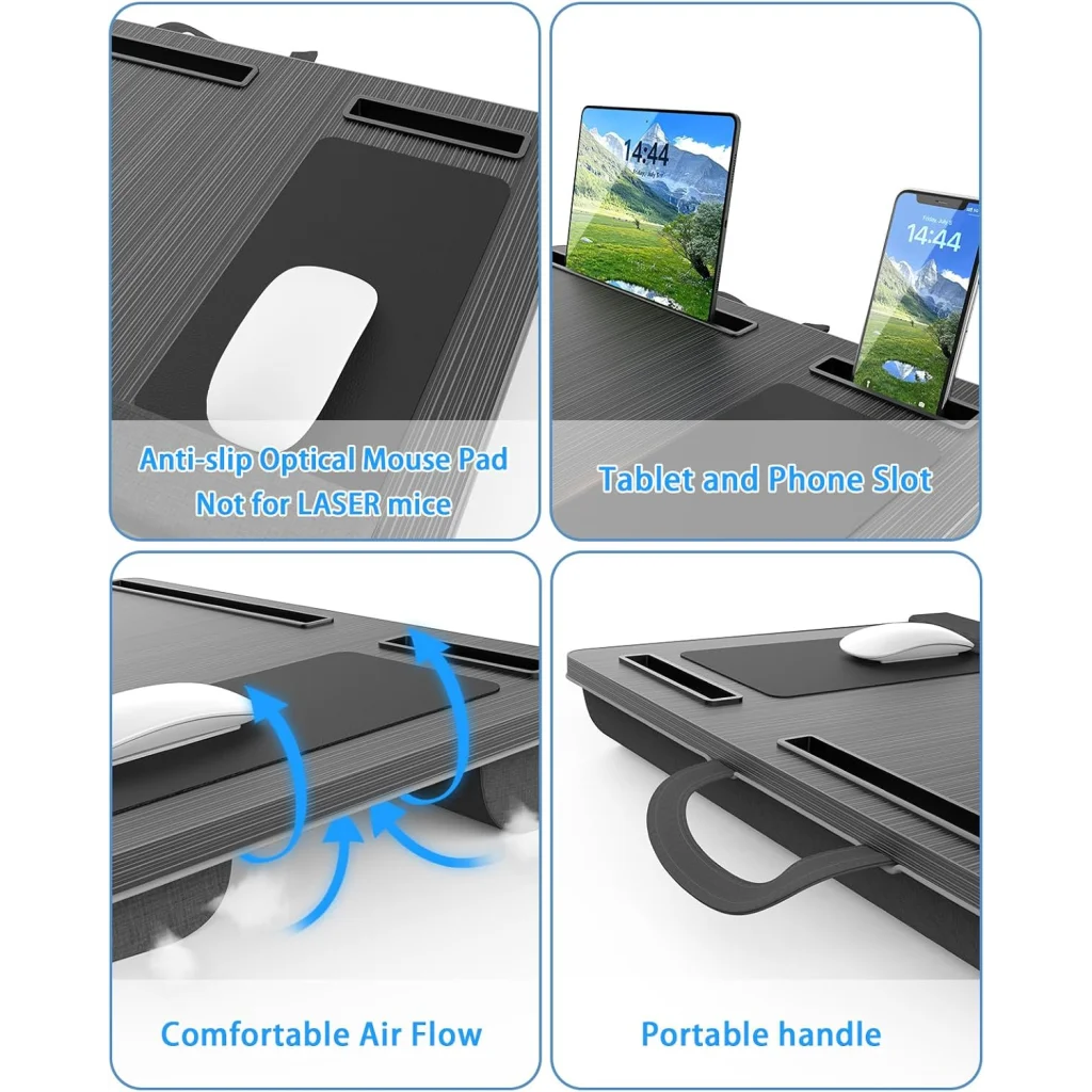 CARLA HOME Oversized Portable Lap Desk with Cushion,Mouse