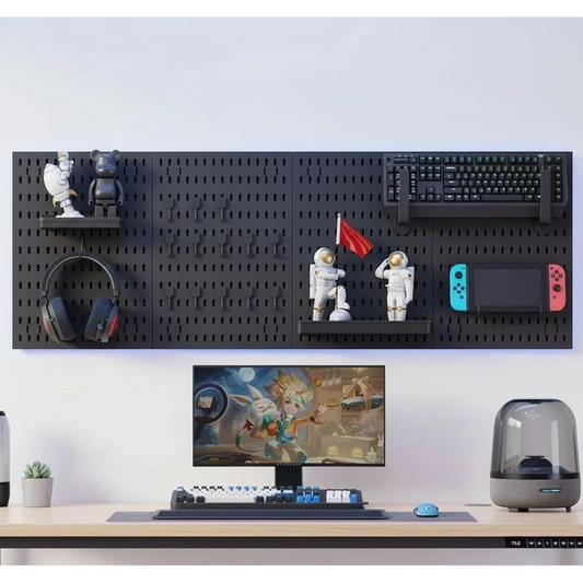 Black pegboard wall organizer with kit modular pegboards accessories
