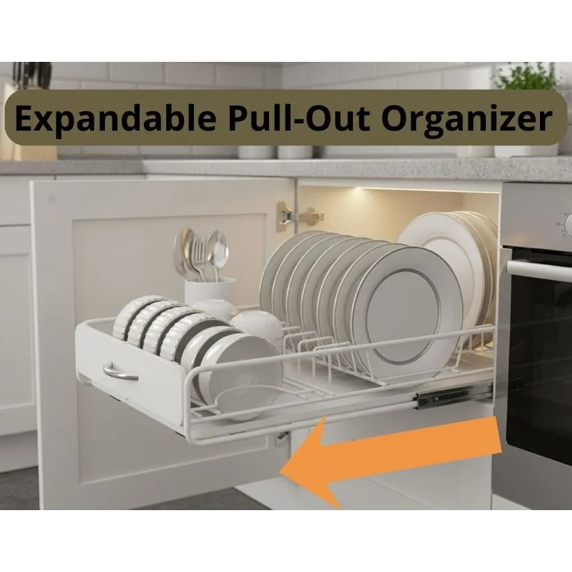 Carla Pull Out Dish Rack Kitchen Cabinet Slide Out Drawer Organizer Plates