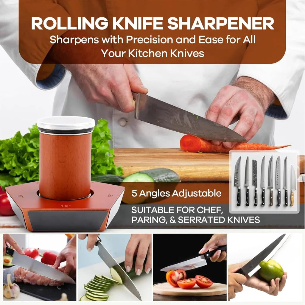 CARLA HOME Rolling Knife Sharpener Kit with 5 Magnetic