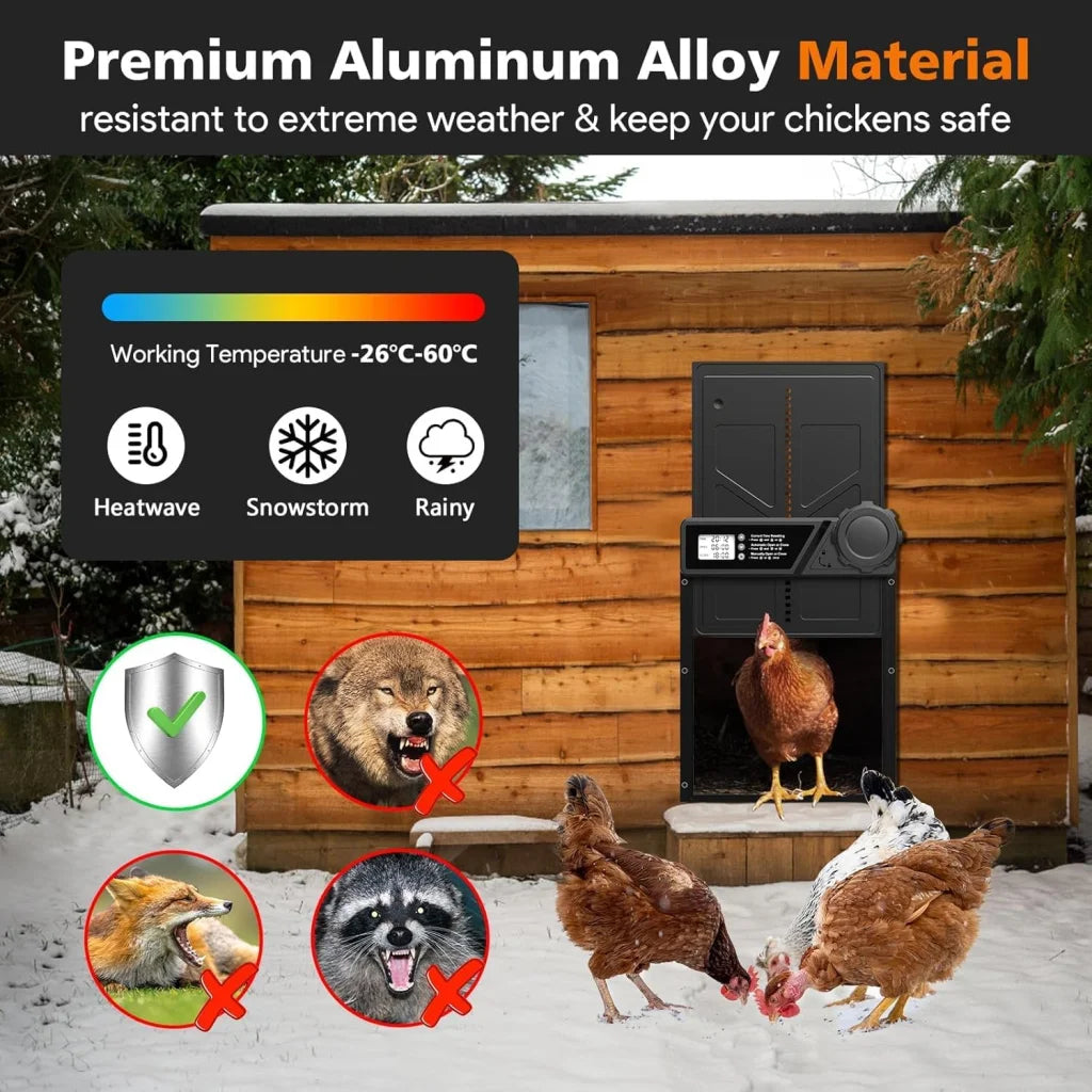 CARLA HOME Solar Automatic Chicken Coop Door with Timer