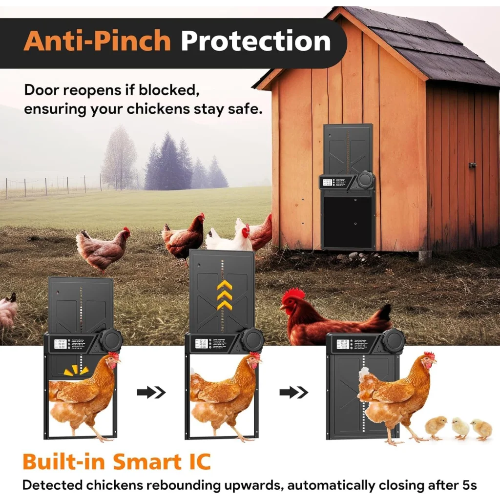 CARLA Solar Automatic Chicken Coop Door with Timer Light