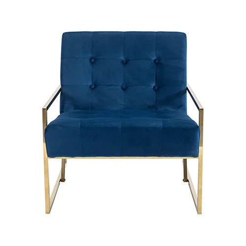 Carman Arm Chair Blue Velvet - Furniture